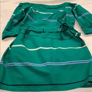 Green off the shoulder dress from Ann Taylor